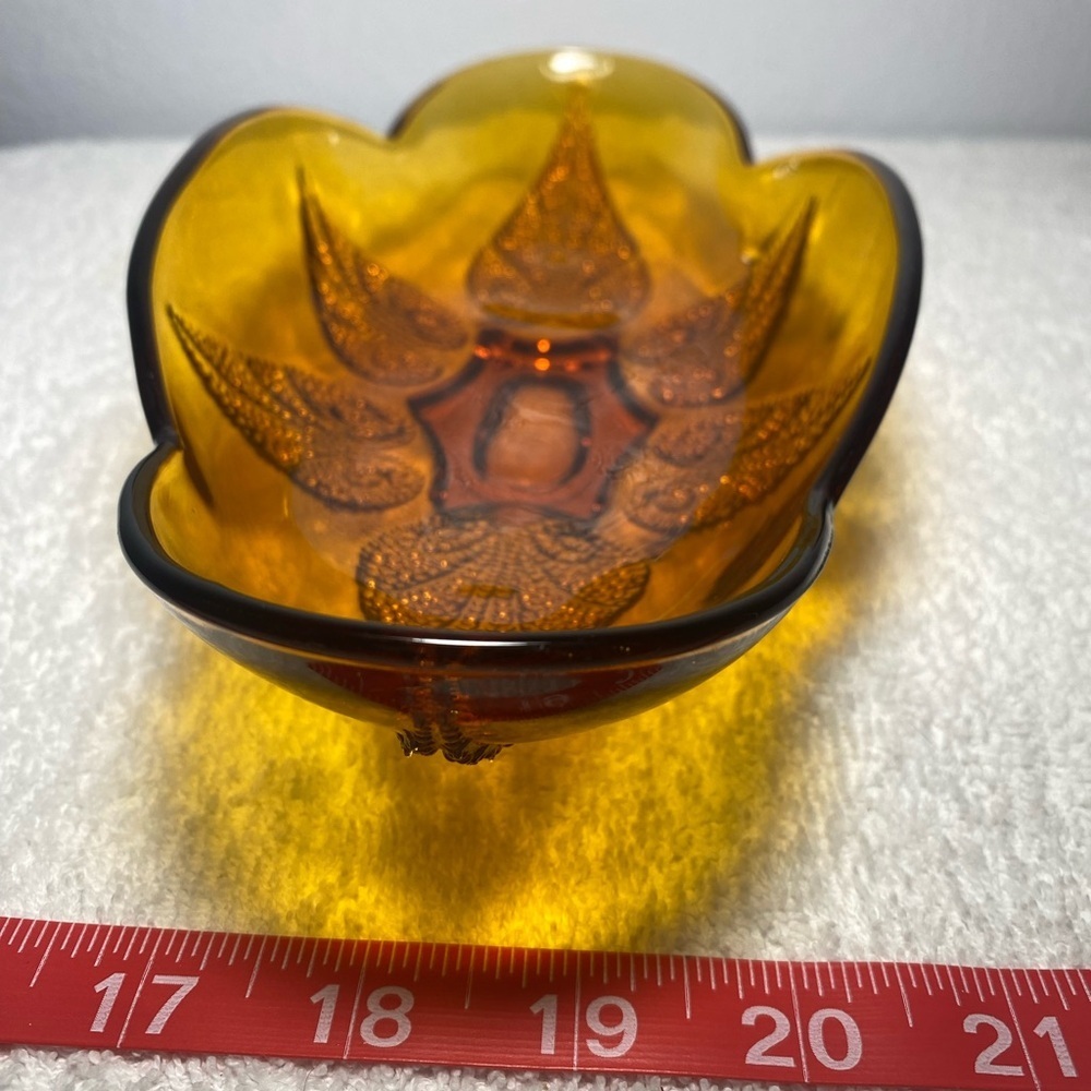 Vintage Anchor Hocking Amber Glass Relish Dish - Picture 7 of 7